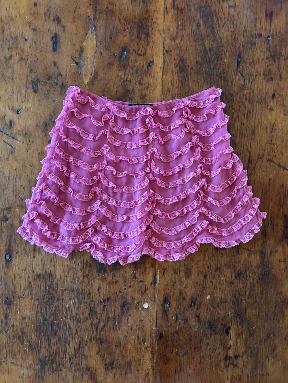 Vintage 90s Betsey Johnson New York Pink Silk Mini Skirt